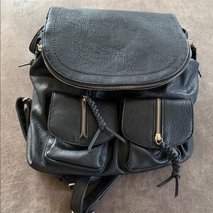 Sole Society Black Backpack with Gold Zippers